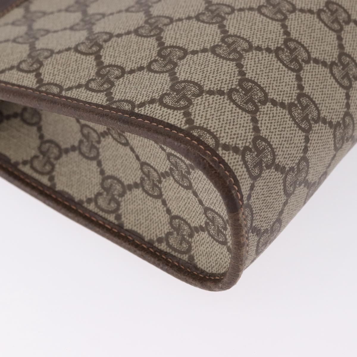 GUCCI GG Supreme Clutch Bag PVC Leather Beige Gold Tone 97 01 037 Auth gh2262
