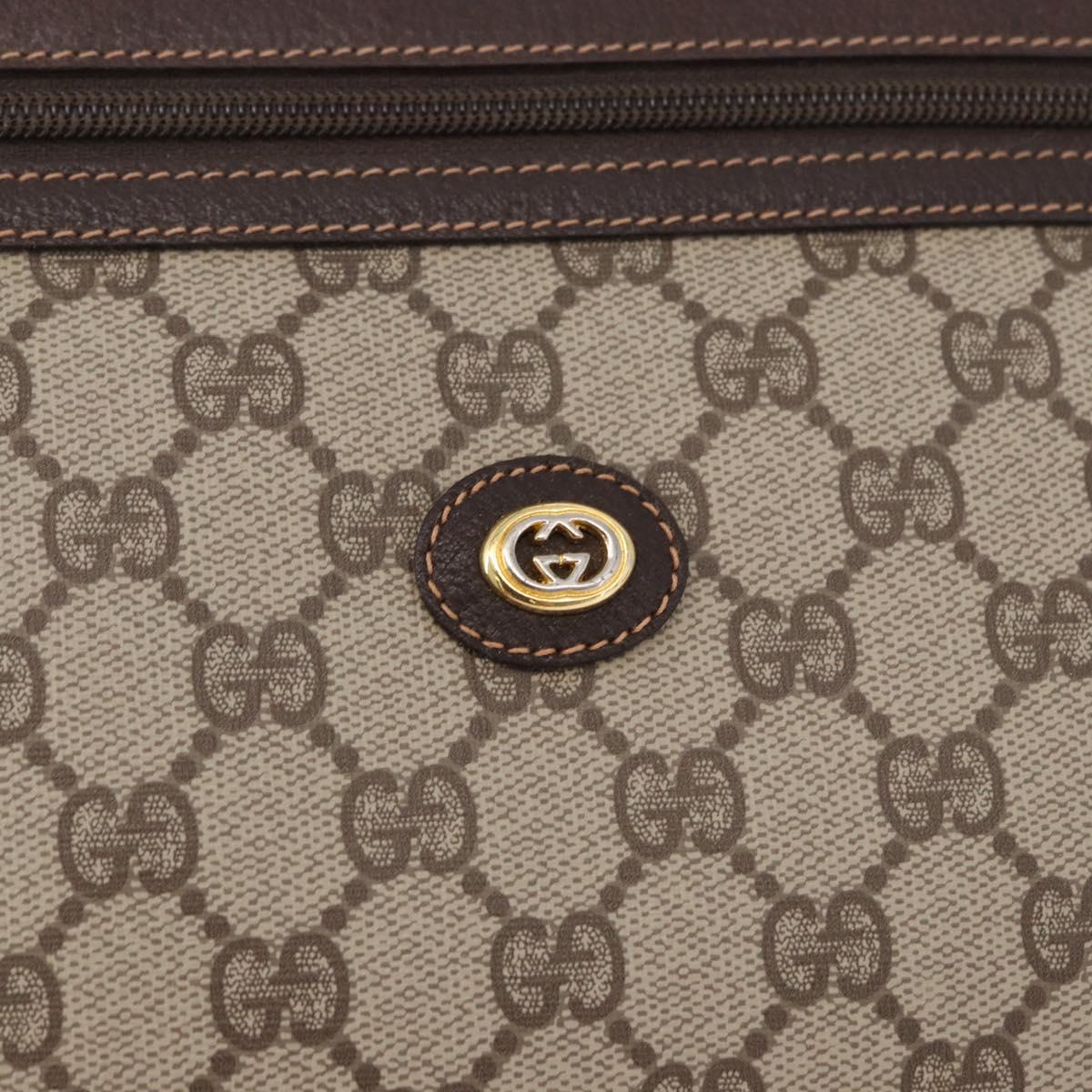 GUCCI GG Supreme Clutch Bag PVC Leather Beige Gold Tone 97 01 037 Auth gh2262