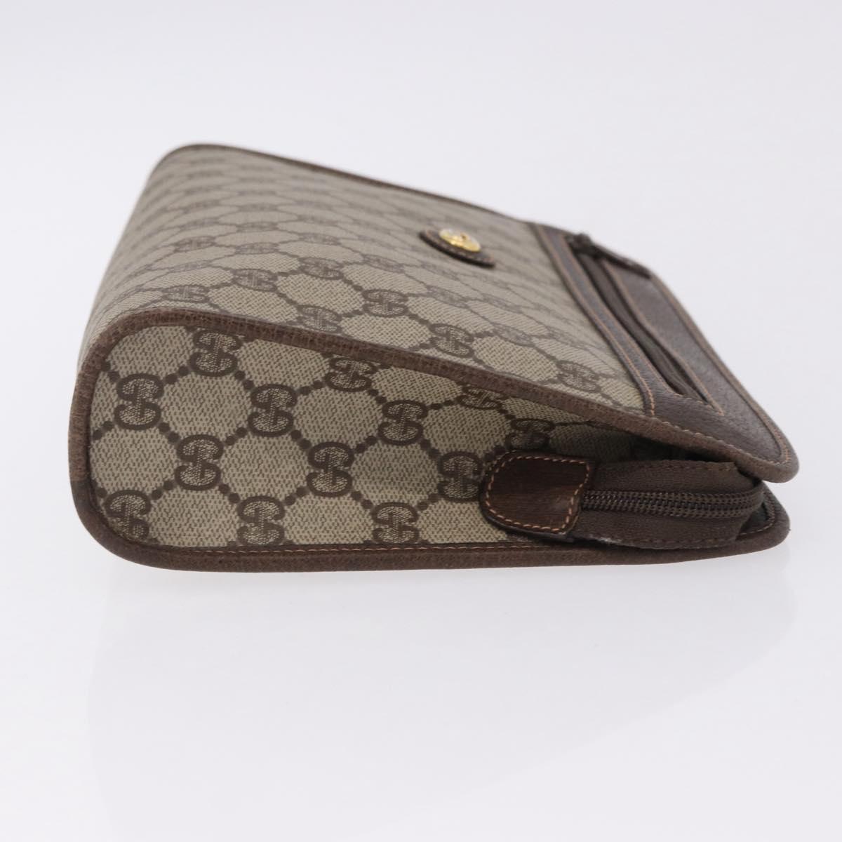 GUCCI GG Supreme Clutch Bag PVC Leather Beige Gold Tone 97 01 037 Auth gh2262
