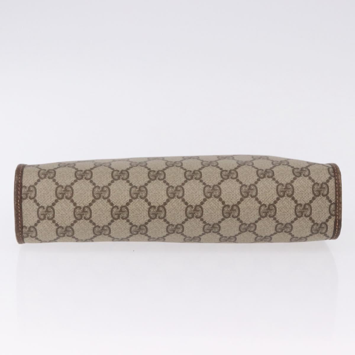 GUCCI GG Supreme Clutch Bag PVC Leather Beige Gold Tone 97 01 037 Auth gh2262
