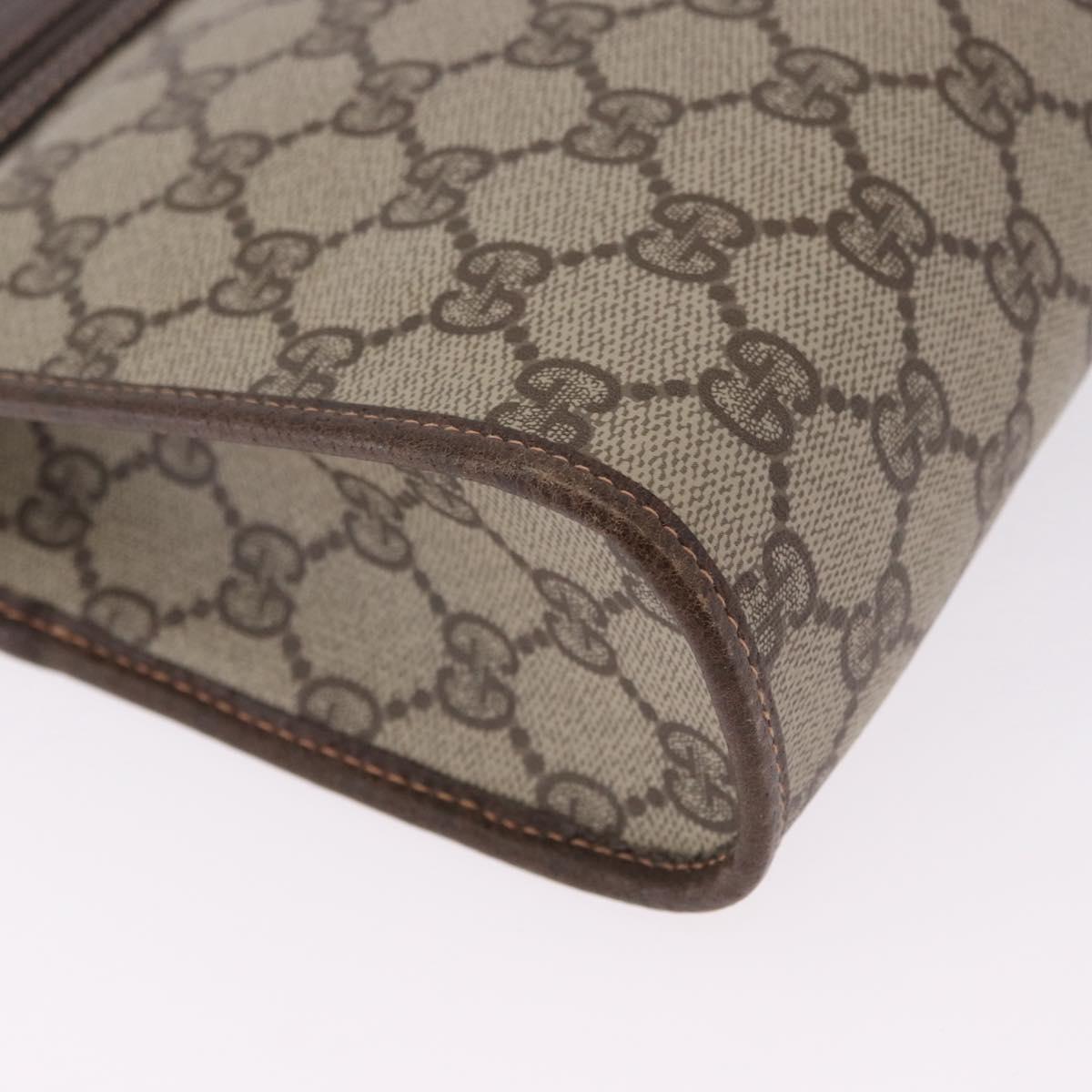 GUCCI GG Supreme Clutch Bag PVC Leather Beige Gold Tone 97 01 037 Auth gh2262