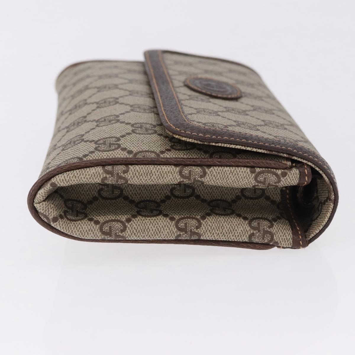 GUCCI GG Supreme Clutch Bag PVC Leather Beige 004 904 0190 Auth gh2264