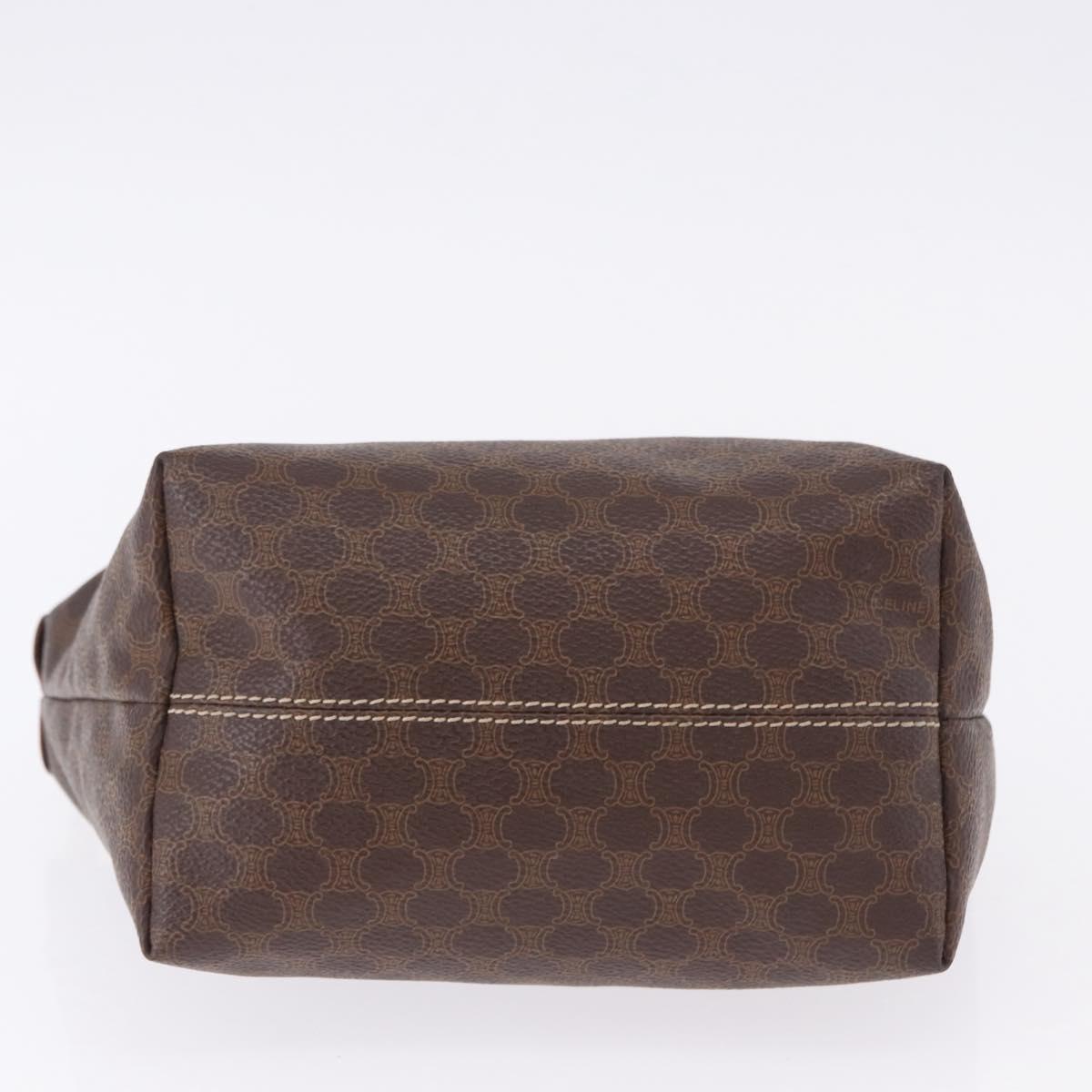 CELINE Macadam Vanity Hand Bag PVC Leather Brown Gold Tone Auth gh2267