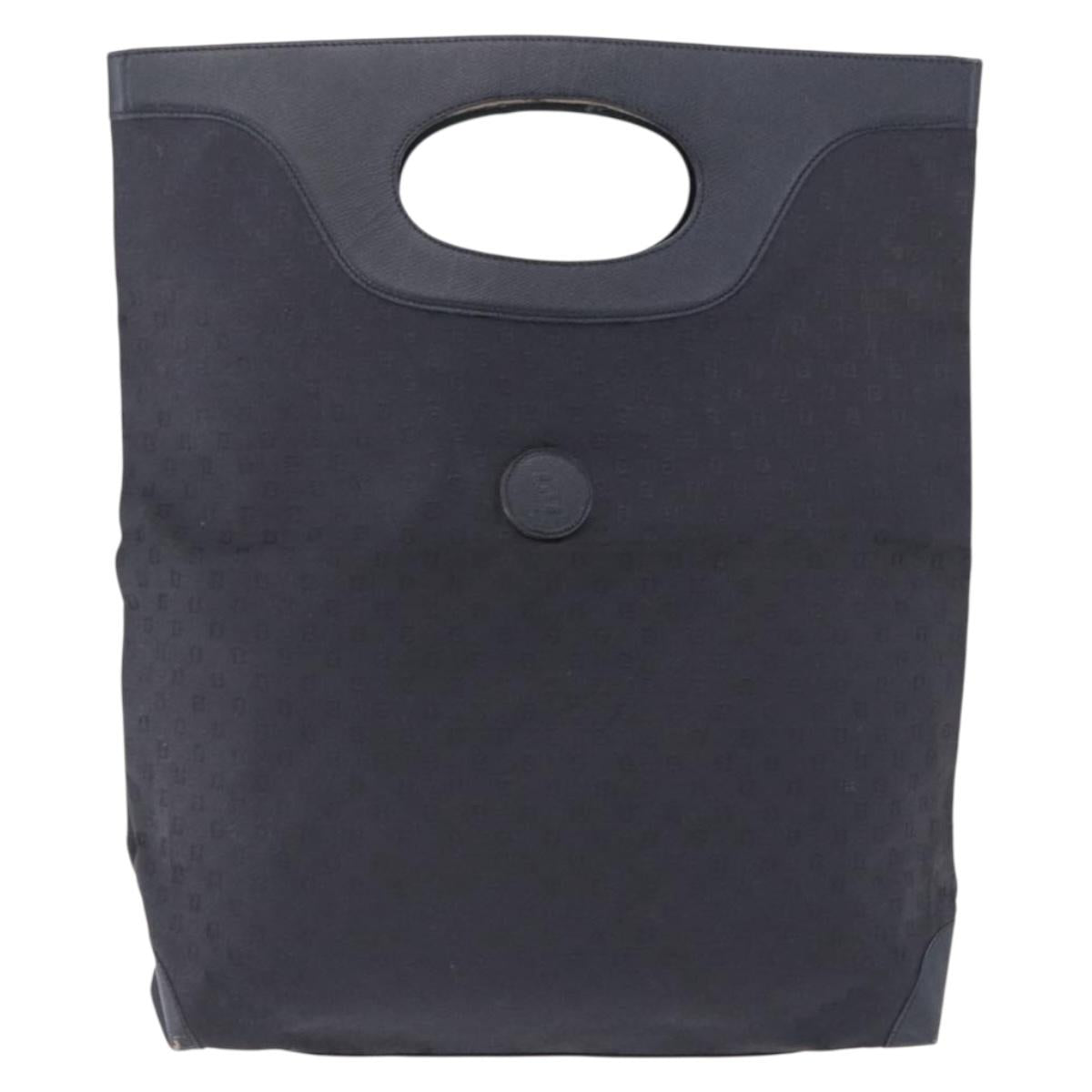 FENDI Hand Bag Canvas Navy Black Auth gh2269