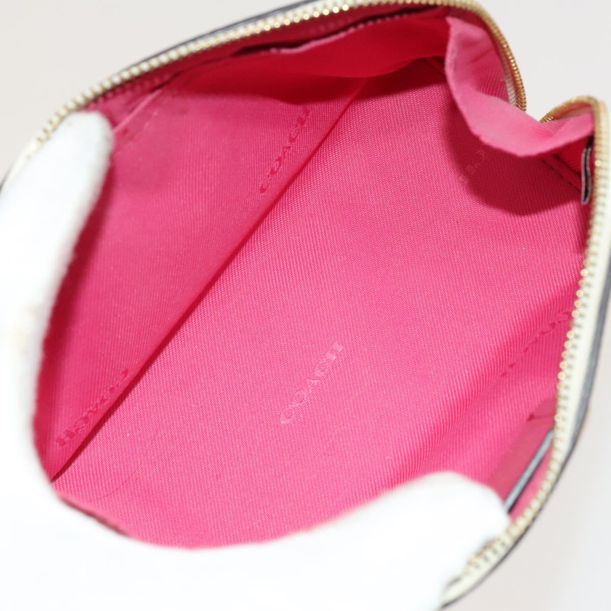 Coach Signature Pouch PVC Leather 5Set Beige White Auth gh227