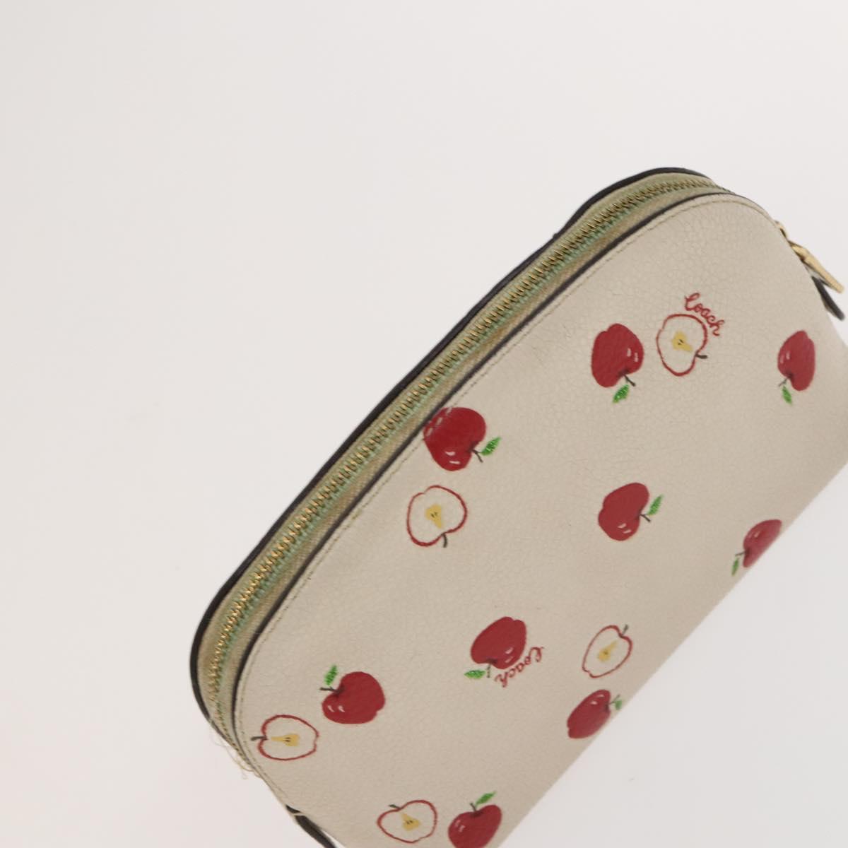 Coach Signature Pouch PVC Leather 5Set Beige White Auth gh227