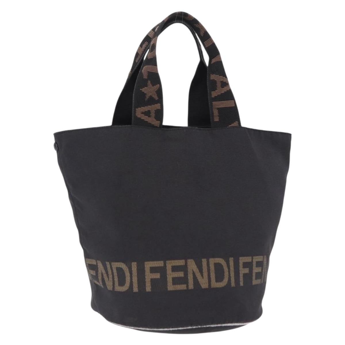 FENDI Hand Bag Canvas Black Auth gh2270