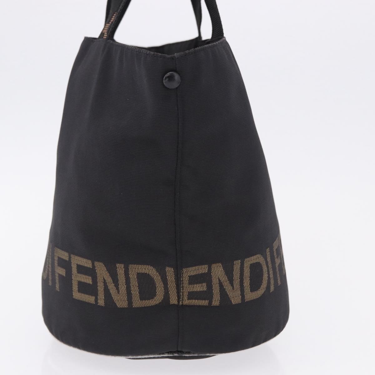 FENDI Hand Bag Canvas Black Auth gh2270