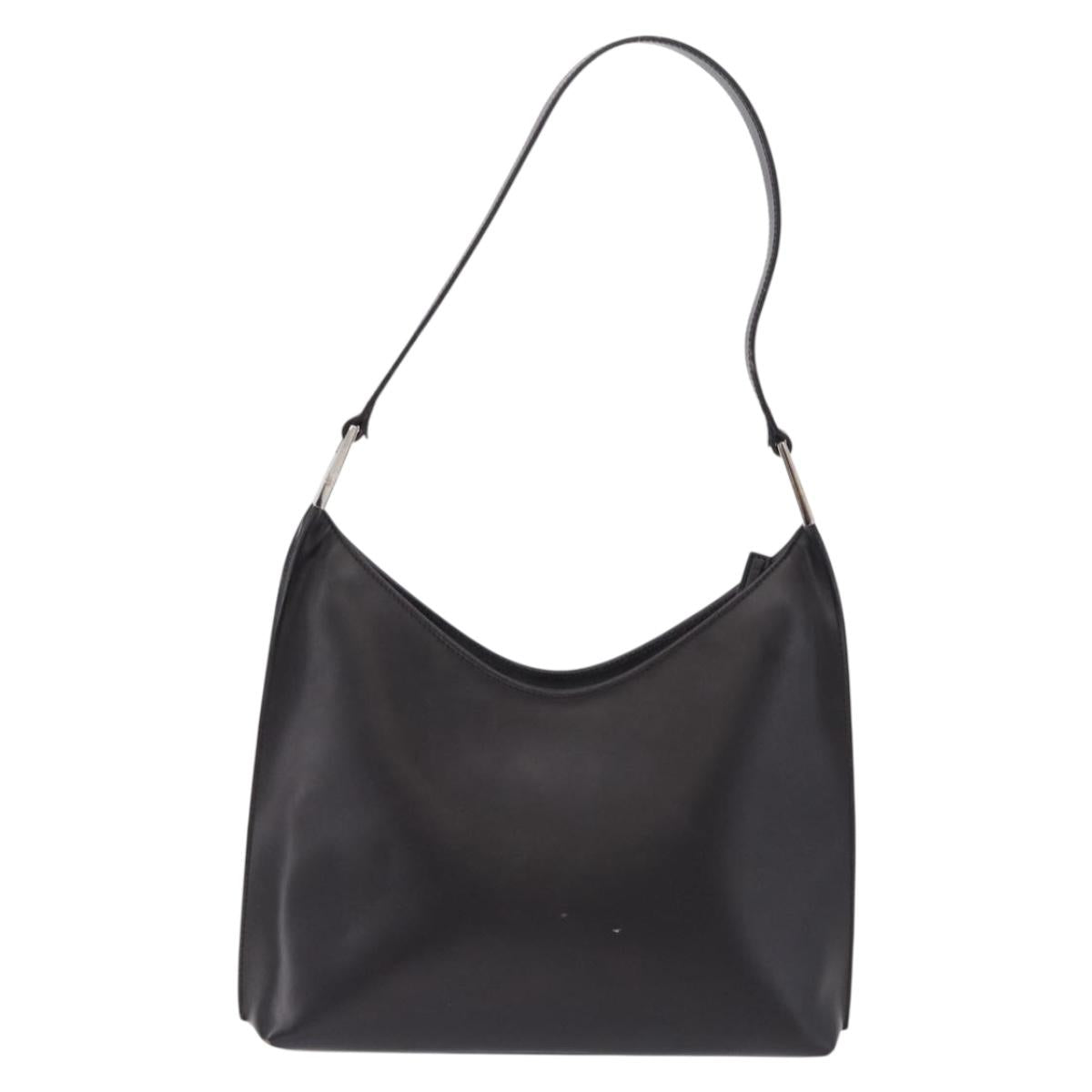 GUCCI Shoulder Bag Leather Black Silver 001 3015 Auth gh2272