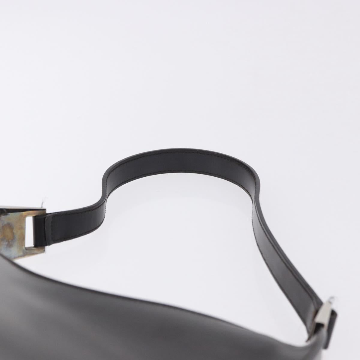 GUCCI Shoulder Bag Leather Black Silver 001 3015 Auth gh2272
