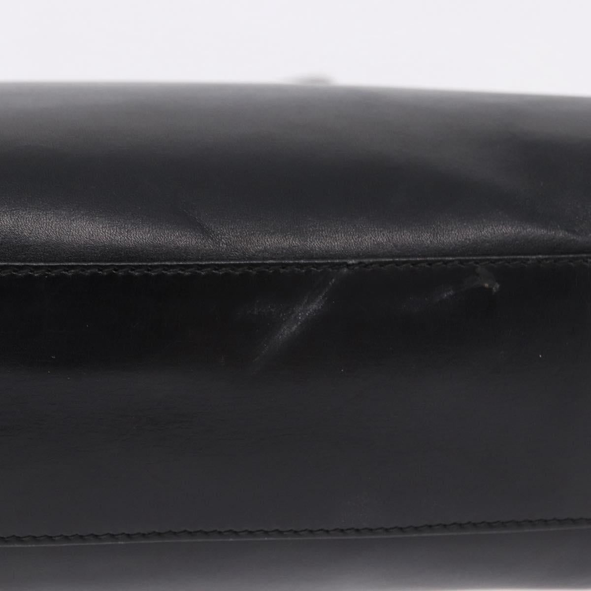 GUCCI Hand Bag Leather Black Gold Tone 000 106 1325 Auth gh2273