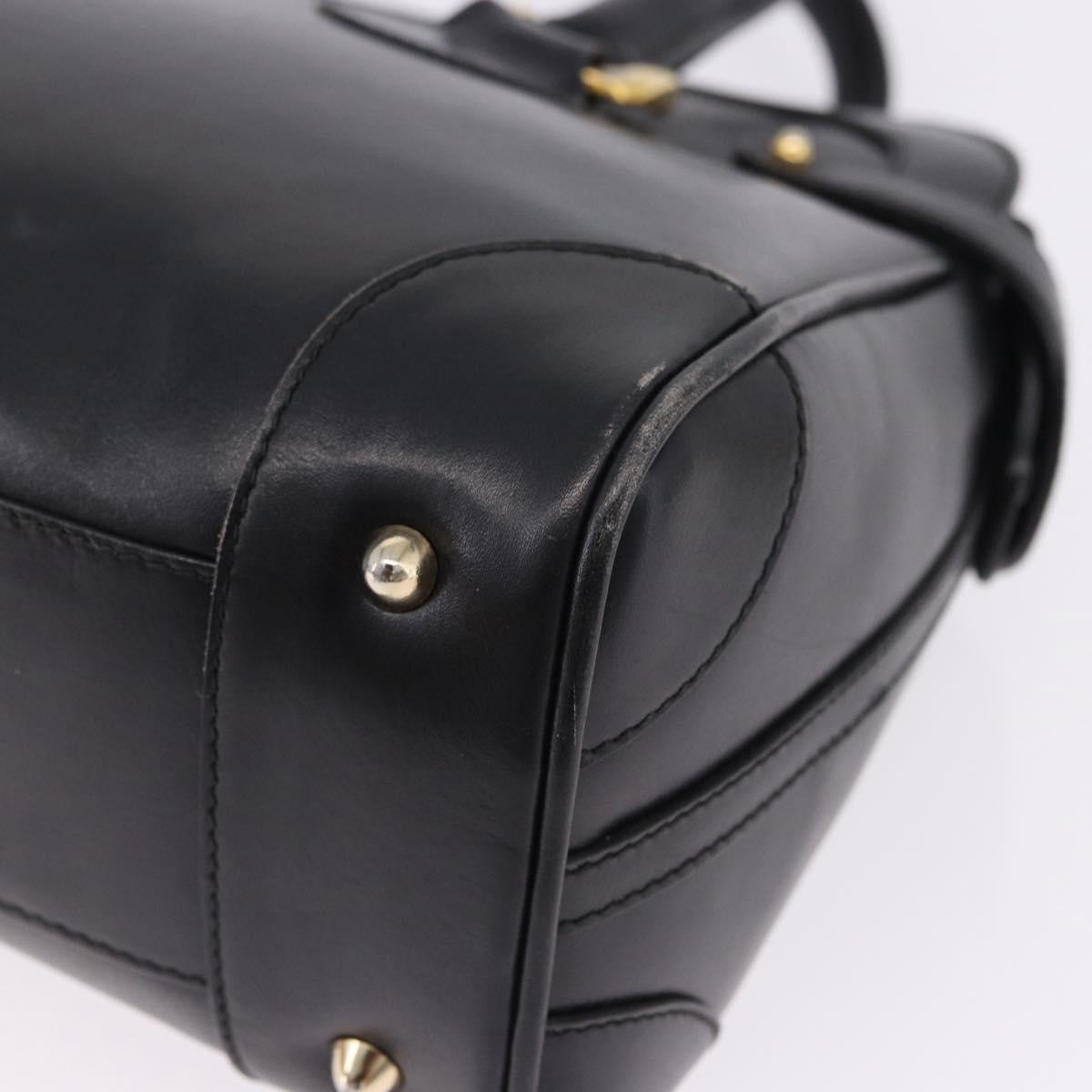 GUCCI Hand Bag Leather Black Gold Tone 000 106 1325 Auth gh2273