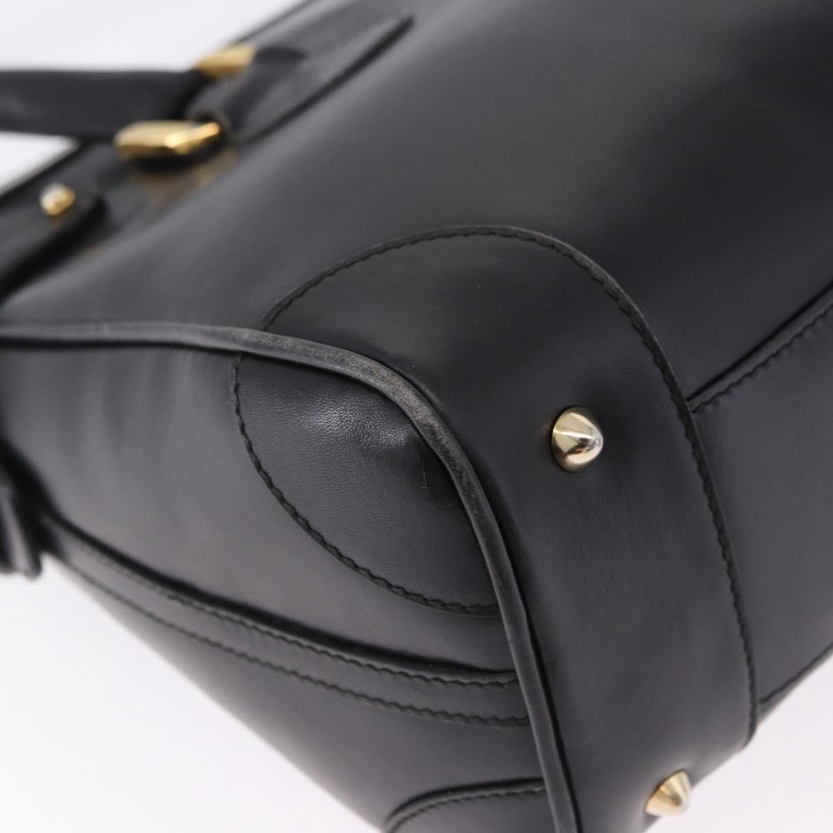 GUCCI Hand Bag Leather Black Gold Tone 000 106 1325 Auth gh2273