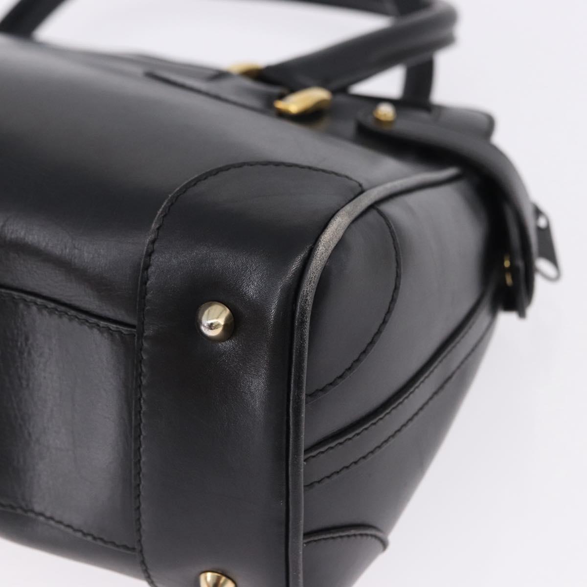 GUCCI Hand Bag Leather Black Gold Tone 000 106 1325 Auth gh2273