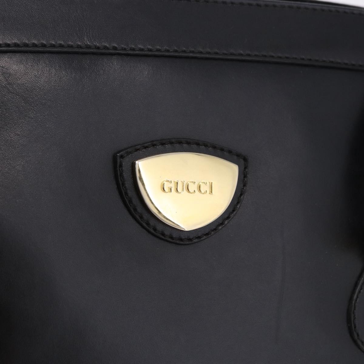 GUCCI Hand Bag Leather Black Gold Tone 000 106 1325 Auth gh2273