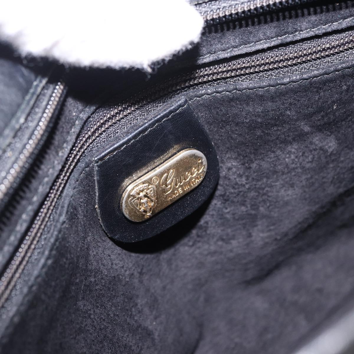 GUCCI Hand Bag Leather Black Gold Tone 000 106 1325 Auth gh2273