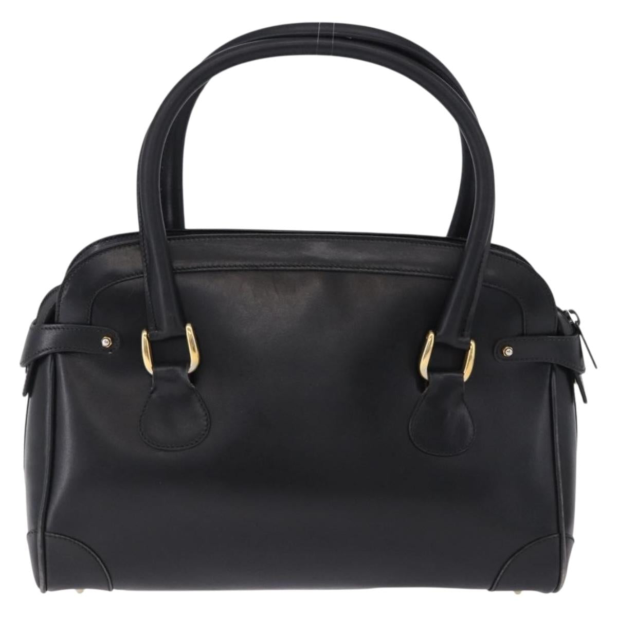 GUCCI Hand Bag Leather Black Gold Tone 000 106 1325 Auth gh2273