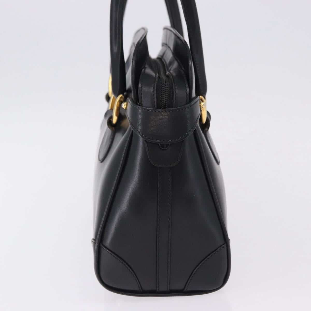 GUCCI Hand Bag Leather Black Gold Tone 000 106 1325 Auth gh2273