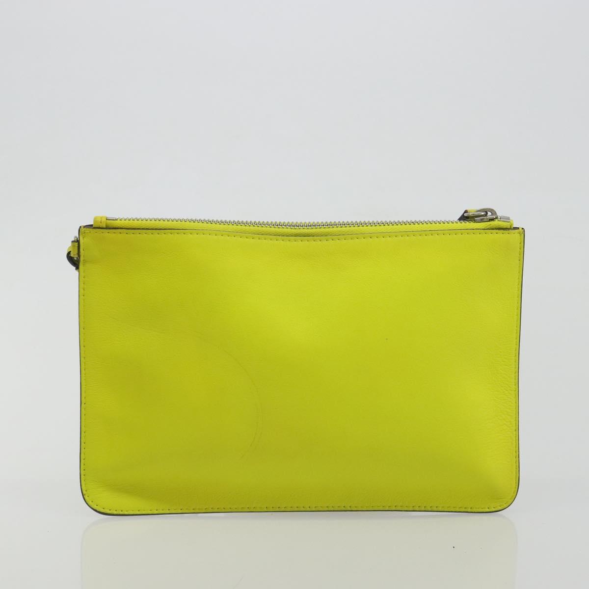 Christian Dior Diorissimo Hand Bag Leather 2way Yellow Silver Auth gh2276A