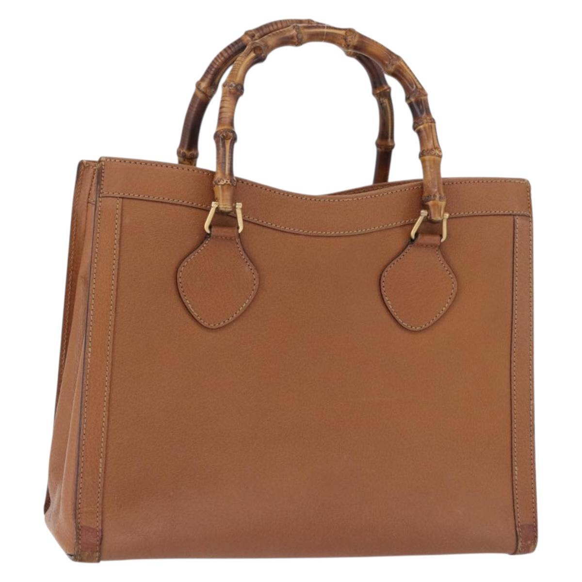 GUCCI Bamboo Hand Bag Leather Brown Gold Tone 002 2853 0260 0 Auth gh2279