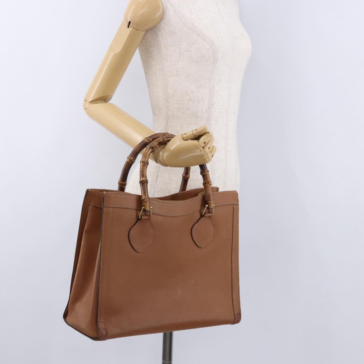 GUCCI Bamboo Hand Bag Leather Brown Gold Tone 002 2853 0260 0 Auth gh2279