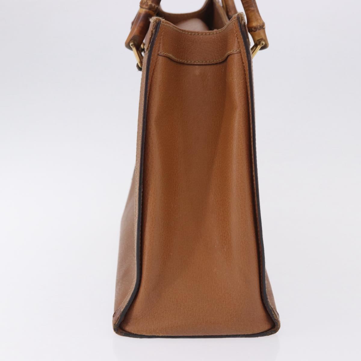 GUCCI Bamboo Hand Bag Leather Brown Gold Tone 002 2853 0260 0 Auth gh2279