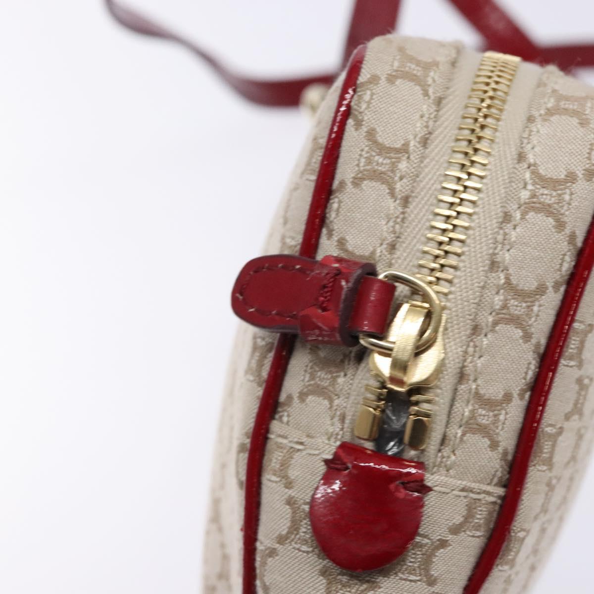 CELINE Macadam Canvas Shoulder Bag Beige Gold Auth gh228