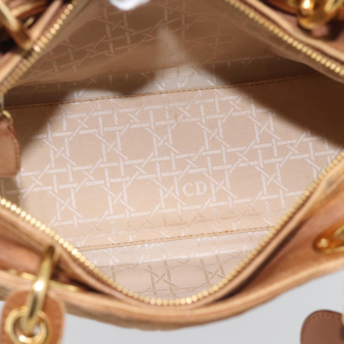 Christian Dior Canage Hand Bag Suede Brown Gold Tone Auth gh2284