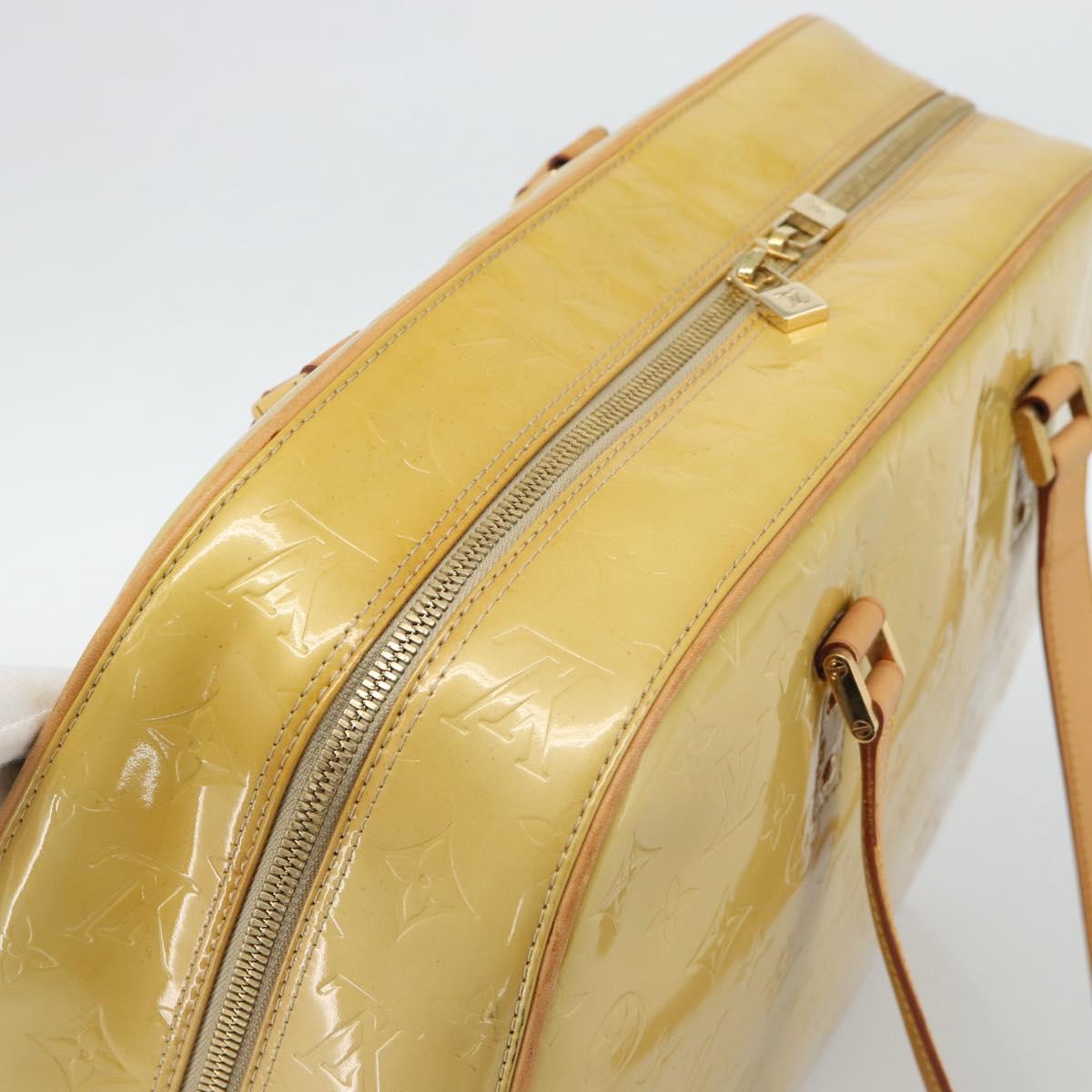 LOUIS VUITTON Monogram Vernis Sutton Boston Bag Beige M91139 LV Auth gh2285