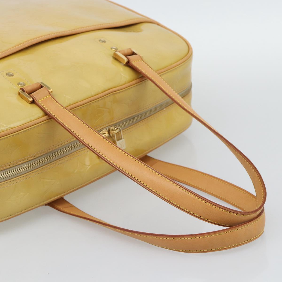 LOUIS VUITTON Monogram Vernis Sutton Boston Bag Beige M91139 LV Auth gh2285