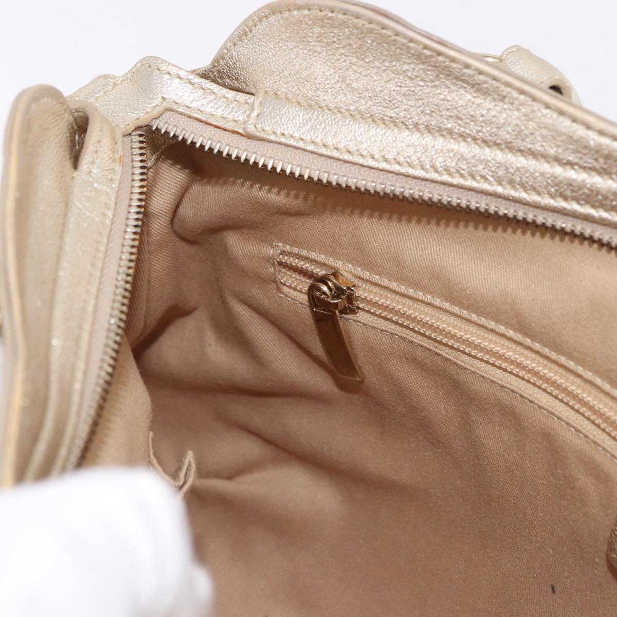 Salvatore Ferragamo Gancini Tote Bag Leather Gold Auth gh2287A