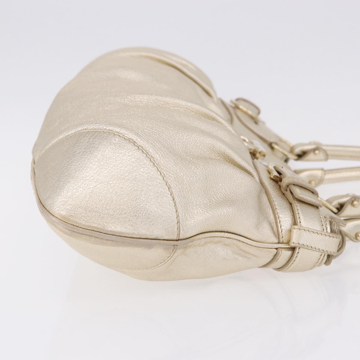 Salvatore Ferragamo Gancini Tote Bag Leather Gold Auth gh2287A