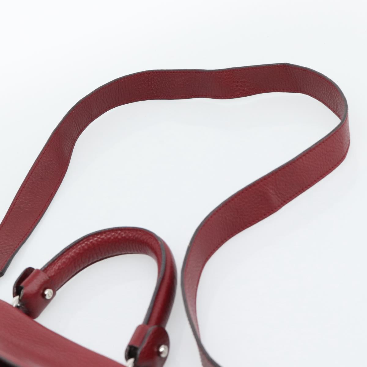 Salvatore Ferragamo Gancini Hand Bag Leather 2way Red Silver Auth gh2288A