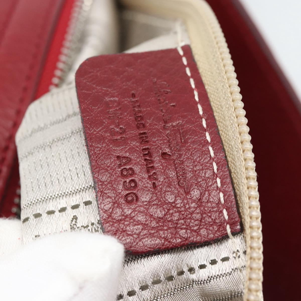 Salvatore Ferragamo Gancini Hand Bag Leather 2way Red Silver Auth gh2288A