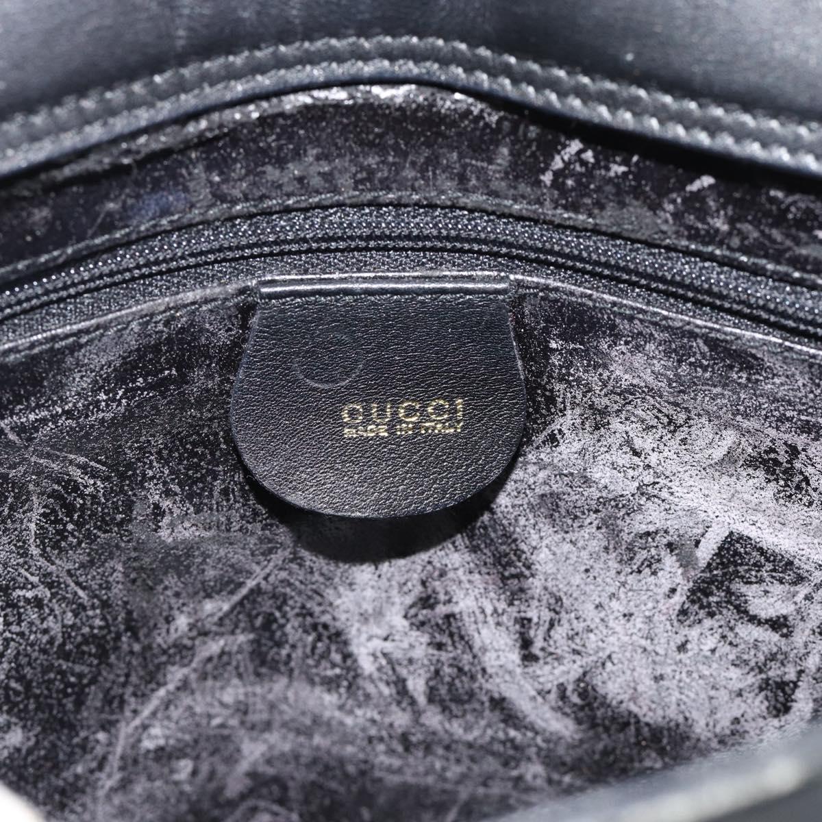 GUCCI Bamboo Hand Bag Leather Outlet Black Gold Tone 000 123 0316 Auth gh2298