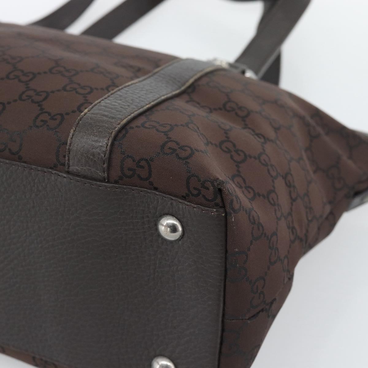 GUCCI GG Canvas Abbey Tote Bag Outlet Dark Brown Silver 268640 Auth gh2299