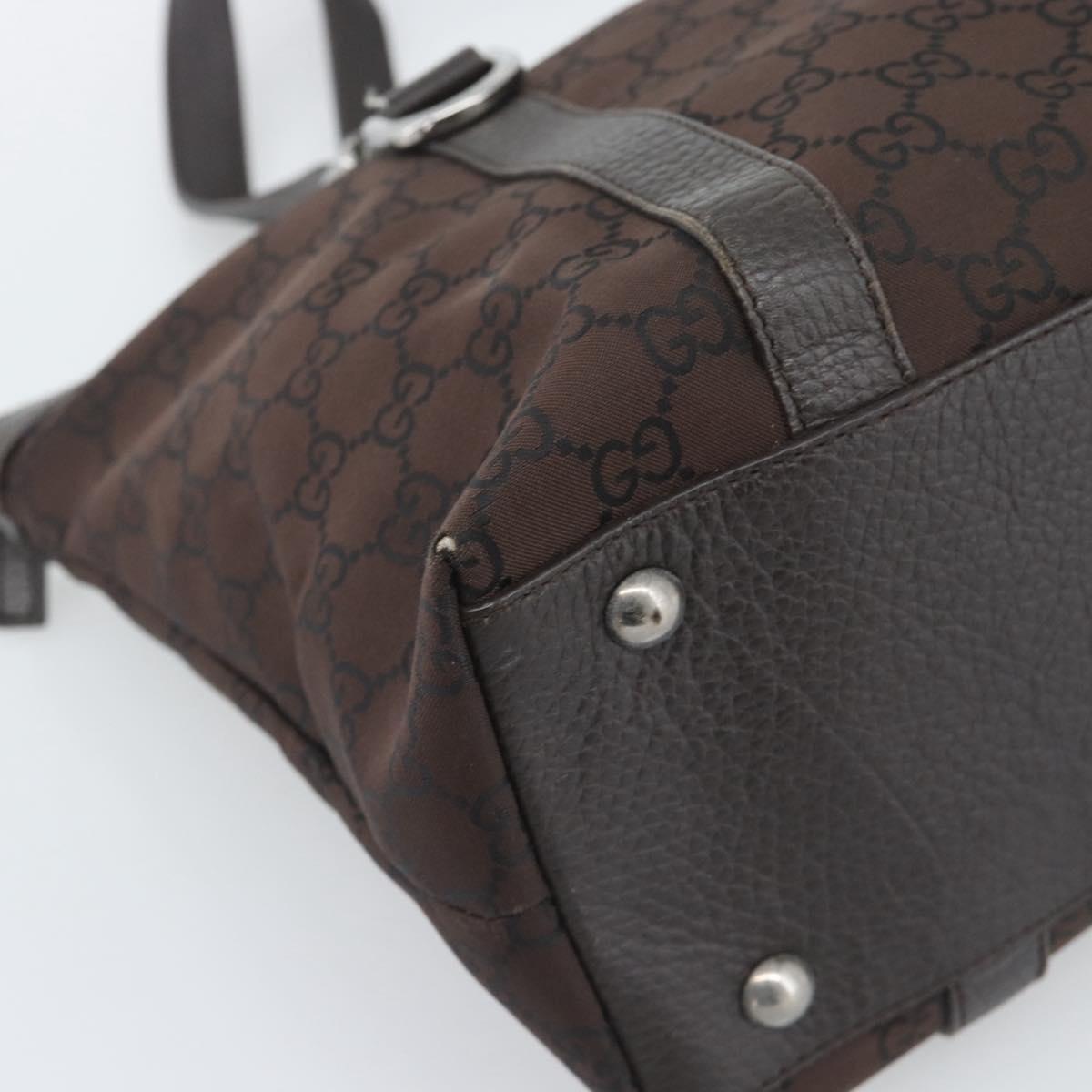 GUCCI GG Canvas Abbey Tote Bag Outlet Dark Brown Silver 268640 Auth gh2299
