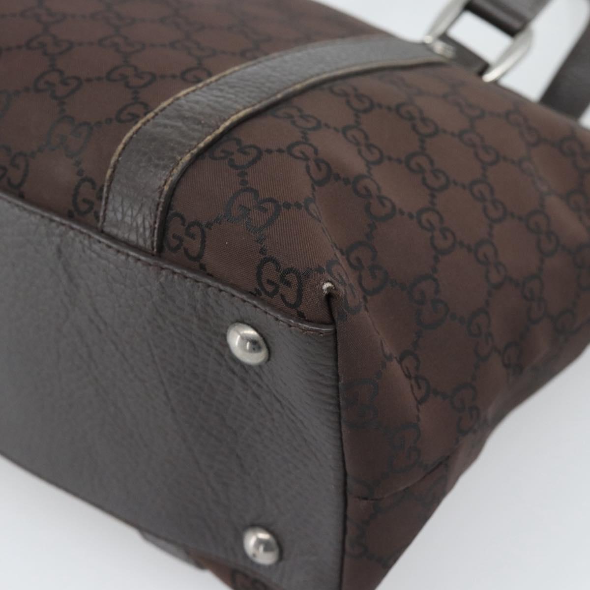 GUCCI GG Canvas Abbey Tote Bag Outlet Dark Brown Silver 268640 Auth gh2299