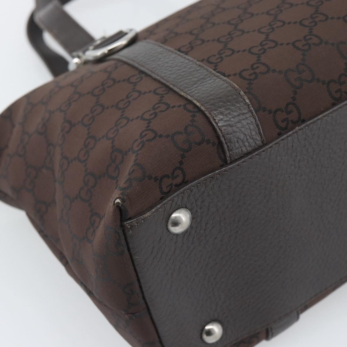GUCCI GG Canvas Abbey Tote Bag Outlet Dark Brown Silver 268640 Auth gh2299