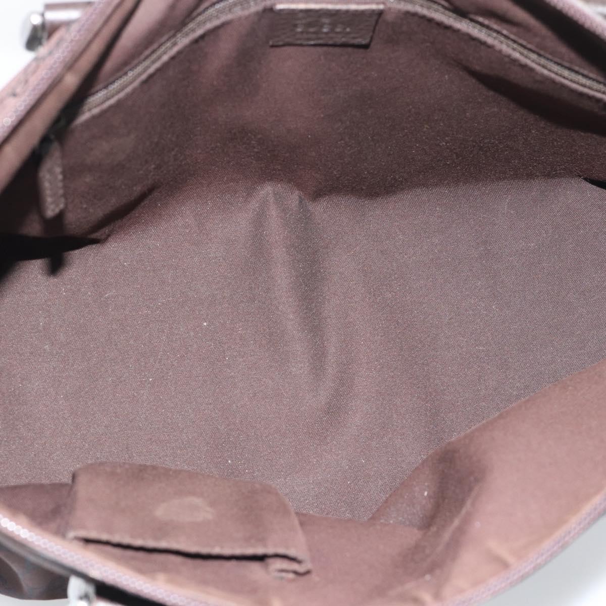 GUCCI GG Canvas Abbey Tote Bag Outlet Dark Brown Silver 268640 Auth gh2299