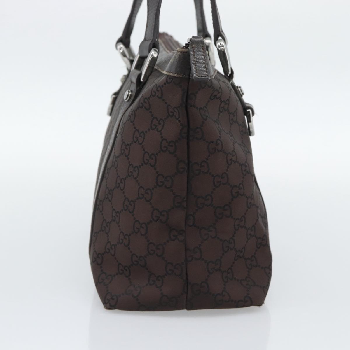 GUCCI GG Canvas Abbey Tote Bag Outlet Dark Brown Silver 268640 Auth gh2299
