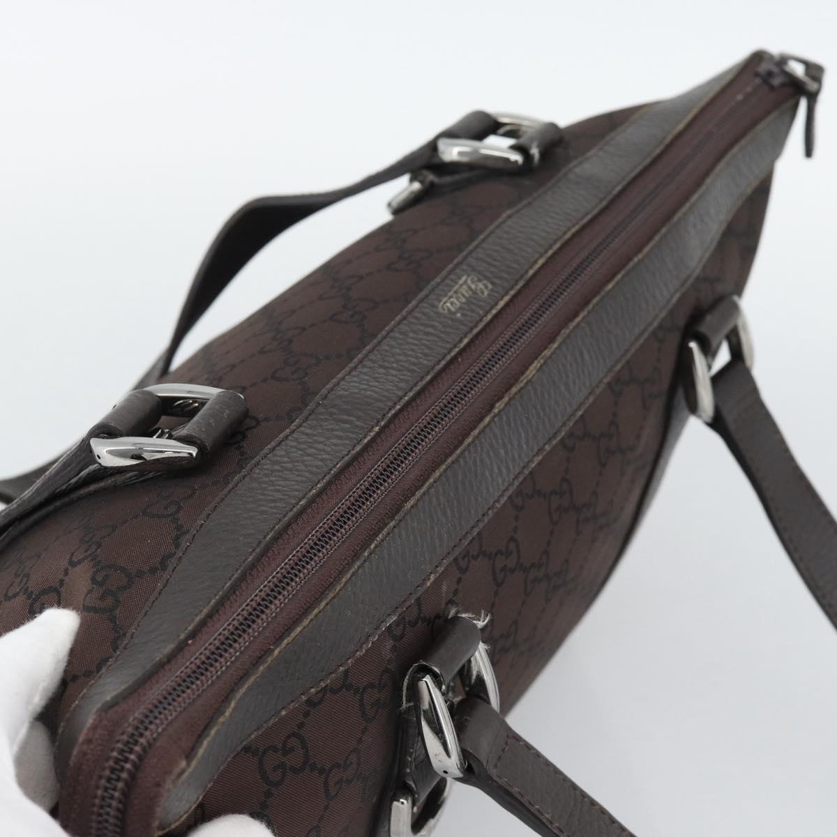 GUCCI GG Canvas Abbey Tote Bag Outlet Dark Brown Silver 268640 Auth gh2299
