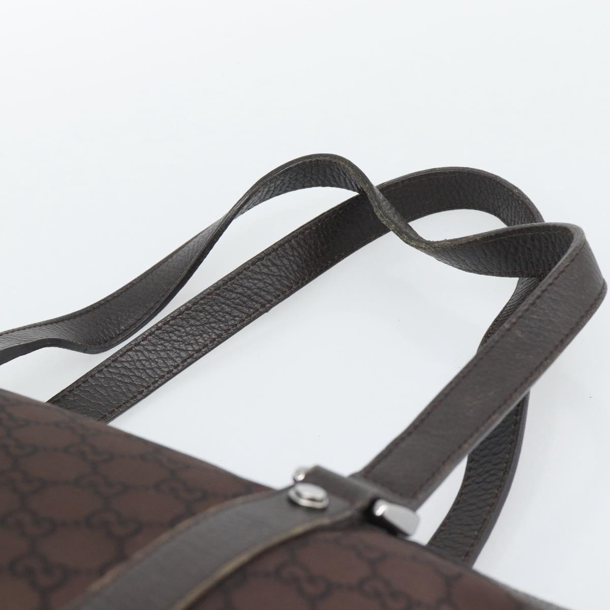 GUCCI GG Canvas Abbey Tote Bag Outlet Dark Brown Silver 268640 Auth gh2299