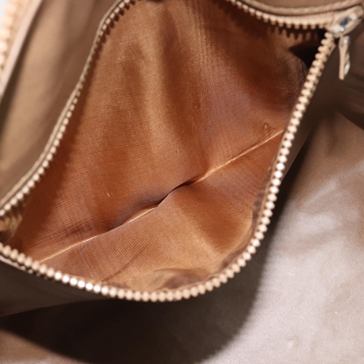CELINE Macadam Hand Bag PVC Leather Beige Gold Tone Auth gh2301