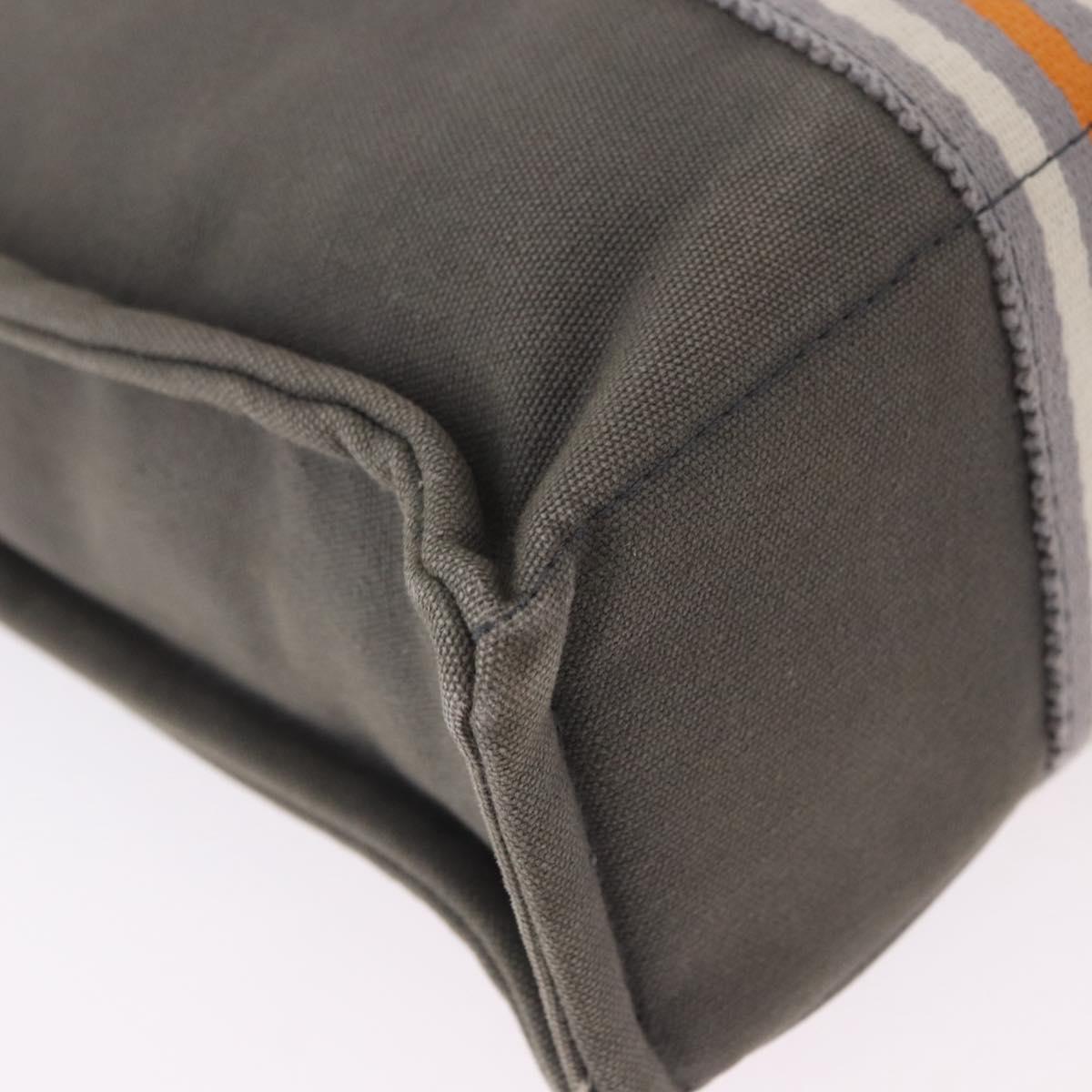 HERMES Fourre Tout PM Hand Bag Canvas Gray Silver Auth gh2302