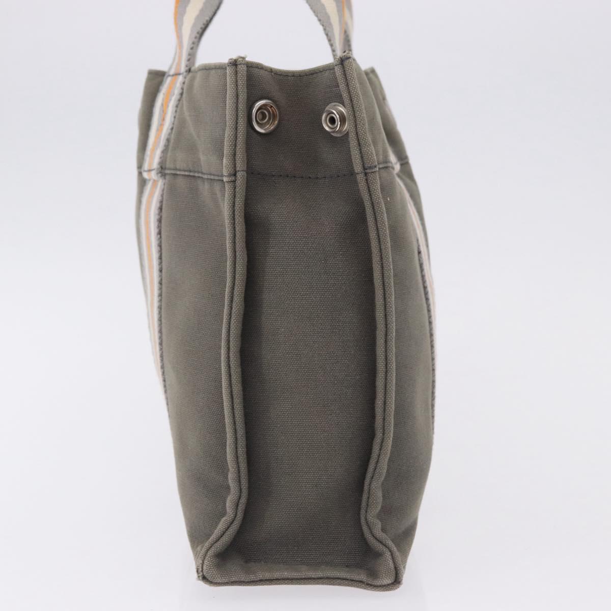 HERMES Fourre Tout PM Hand Bag Canvas Gray Silver Auth gh2302