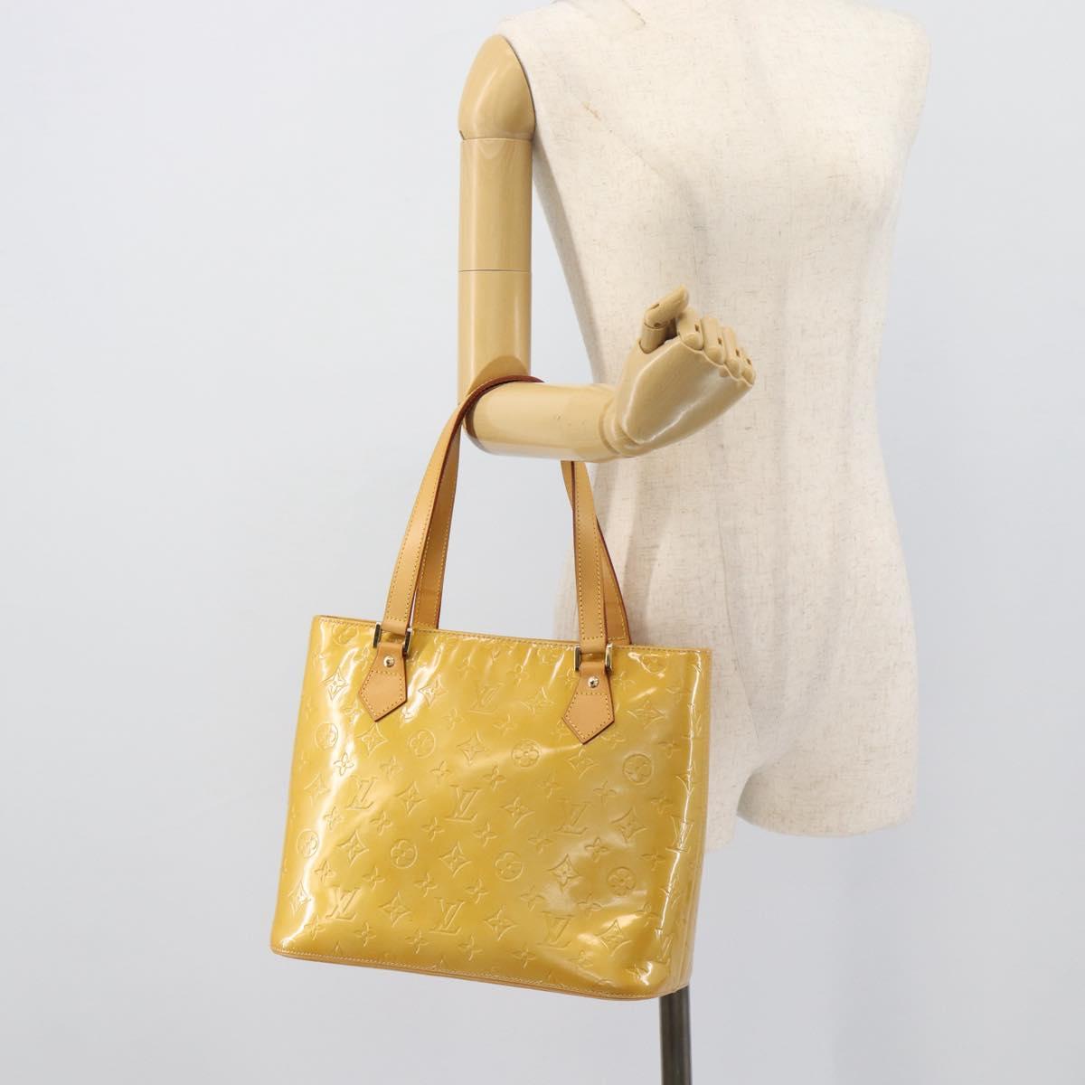 LOUIS VUITTON Monogram Vernis Houston Hand Bag Beige M91004 LV Auth gh2304A