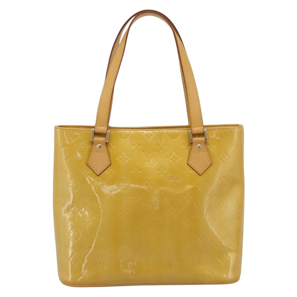 LOUIS VUITTON Monogram Vernis Houston Hand Bag Beige M91004 LV Auth gh2304A