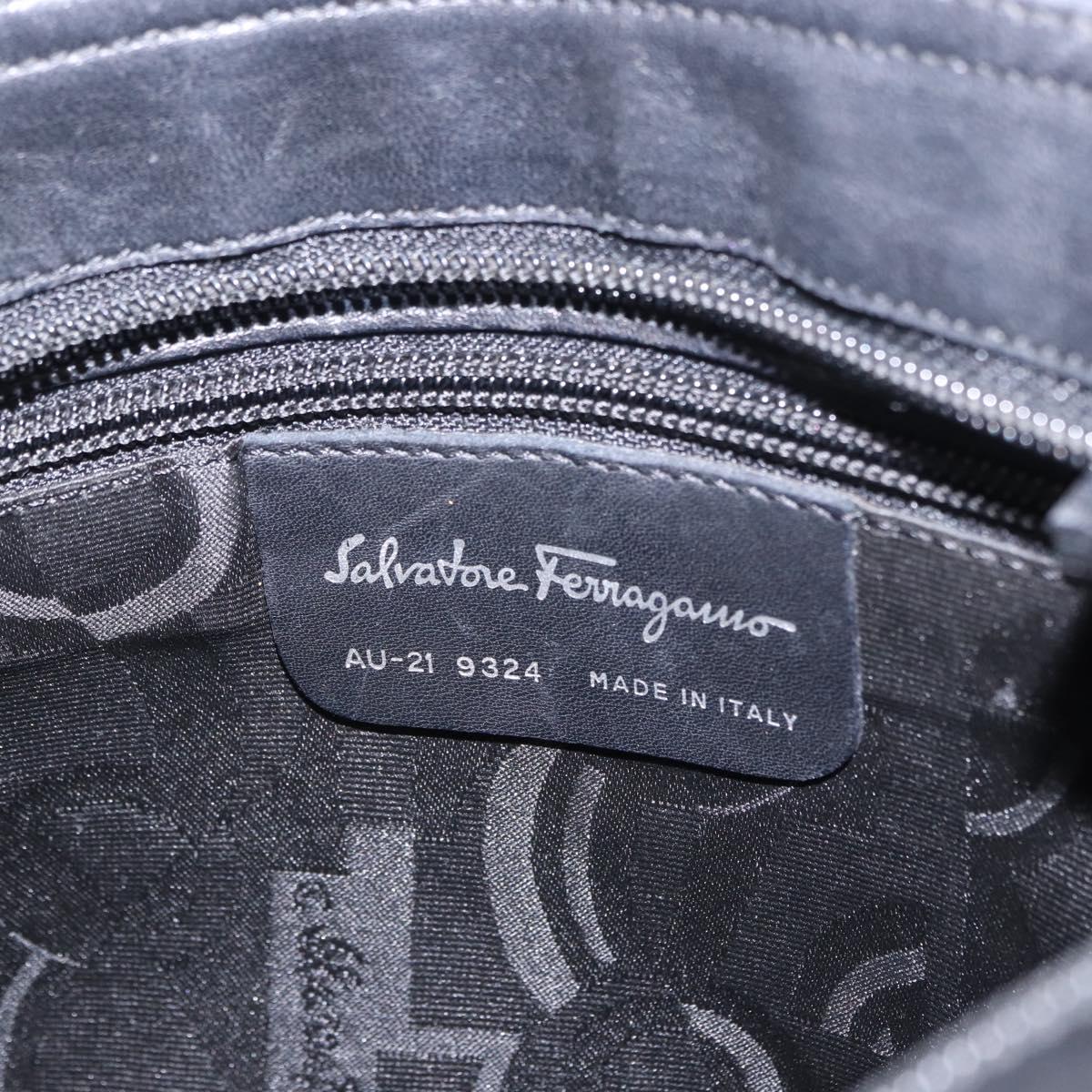 Salvatore Ferragamo Vala Hand Bag Canvas Black Silver Auth gh2305