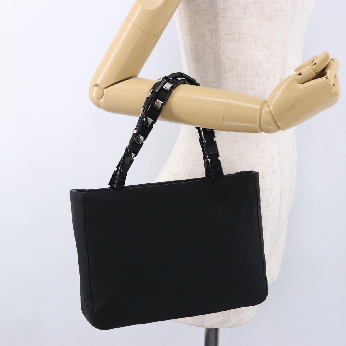 Salvatore Ferragamo Vala Hand Bag Canvas Black Silver Auth gh2305